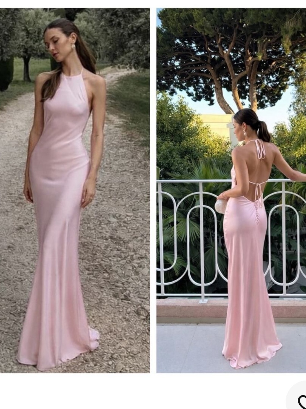 Reformation Blush Jeany Silk Cherry Blossom Halter Maxi Dress size S - Picture 3 of 4